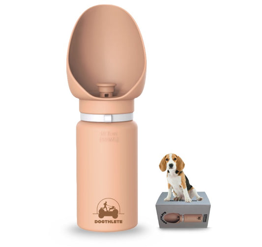 DOGTHLETE Portable Dog Water Bottle, 500ml Leakproof Travel Pet Dispenser with Wide Bowl Coral Peach